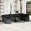 Image de Vidaxl Ensemble De CanapÃ©s De Jardin 11 PiÃ¨ces Avec Coussins En Poly Rattan Noir, Vidaxl CanapÃ© De Jardin 2 Places Avec Rangement Et Coussins En Poly Rattan Noir