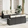 Image de vidaXL Ensemble de 7 PiÃ¨ces de CanapÃ©s de Jardin avec Coussins Noir Poly Rotin Acacia, vidaXL CanapÃ© de Jardin 2 Places avec Rangement et Coussins Noir Poly Rotin