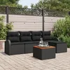 Image de CanapÃ© De Jardin 6 PiÃ¨ces Avec Coussins Noir Poly Rattan, CanapÃ© De Jardin 2 Places Avec Rangement Et Coussins Noir