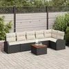 Image de Ensemble De CanapÃ© De Jardin De 7 PiÃ¨ces Avec Coussins Noir Poly Rattan Acacia, CanapÃ© De Jardin 2 Places Avec Rangement Et Coussins Noir Poly Rattan