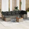 Image de Ensemble De CanapÃ© De Jardin Vidaxl 8 PiÃ¨ces Avec Coussins Gris En Rotin SynthÃ©tique D'acacia, CanapÃ© De Jardin 2 Places Vidaxl Avec Rangement Et Coussins Gris En Rotin SynthÃ©tique