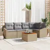 Image de Vidaxl Ensemble De CanapÃ© De Jardin 6 PiÃ¨ces Avec Coussins Beige Poly Rotin Acacia