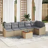 Image de Vidaxl Ensemble De CanapÃ©s De Jardin 7 PiÃ¨ces Avec Coussins Beige Poly Rattan Acacia