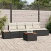 Image de Ensemble De CanapÃ© De Jardin 5 PiÃ¨ces Avec Coussins En Poly Rotin Noir D'acacia, CanapÃ© De Jardin 2 Places Avec Rangement Et Coussins En Poly Rotin Noir