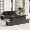Image de Ensemble De CanapÃ© De Jardin Vidaxl 7 PiÃ¨ces Avec Coussins Noir Poly Rattan Acacia, CanapÃ© De Jardin 2 Places Vidaxl Avec Rangement Et Coussins Noir Poly Rattan