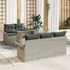 Image de Ensemble De CanapÃ©s De Jardin 6 PiÃ¨ces Avec Coussins Gris Clair Poly Rattan, CanapÃ© De Jardin 2 Places Avec Rangement Et Coussins Gris Clair Poly Rattan