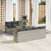 Image de Ensemble de 8 piÃ¨ces de sofa de jardin avec coussins gris clair en poly rotin, Sofa de jardin 2 places avec rangement et coussins gris clair en poly rotin