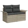 Image de Set de canapÃ© de jardin 7 piÃ¨ces vidaXL avec coussins gris clair en poly rattan, CanapÃ© de jardin 2 places vidaXL avec rangement et coussins gris clair en poly rattan