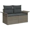 Image de CanapÃ©s De Jardin 9 PiÃ¨ces Avec Coussins Gris Rattan Poly, CanapÃ© 2 Places Avec Rangement Et Coussins Gris Rattan Poly