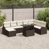 Image de Ensemble De CanapÃ©s De Jardin 9 PiÃ¨ces Avec Coussins En Rattan Marron, CanapÃ© De Jardin 2 Places Avec Rangement & Coussins En Rattan Marron