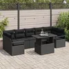 Image de CanapÃ©s De Jardin 8 PiÃ¨ces Avec Coussins Noir Rotin Poly, CanapÃ© De Jardin 2 Places Avec Rangement Et Coussins Noir Rotin Poly