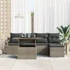 Image de Ensemble De 6 CanapÃ©s De Jardin Avec Coussins Gris Poly-Rattan, CanapÃ© De Jardin 2 Places Avec Rangement & Coussins Gris Poly-Rattan