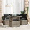 Image de Ensemble de 5 PiÃ¨ces de CanapÃ©s de Jardin avec Coussins Gris Poly Rotin, CanapÃ© de Jardin 2 Places avec Rangement & Coussins Gris Poly Rotin