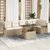 Image de Ensemble De CanapÃ©s De Jardin 7 PiÃ¨ces Avec Coussins Beige Poly Rattan, CanapÃ© De Jardin 2 Places Avec Rangement & Coussins Beige Poly Rattan