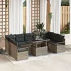 Image de Ensemble De CanapÃ©s De Jardin 10 PiÃ¨ces Avec Coussins Gris En Rattan Poly, CanapÃ© De Jardin 2 Places Avec Rangement Et Coussins Gris En Rattan Poly