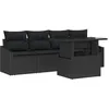 Image de Vidaxl Ensemble De CanapÃ©s De Jardin De 5 PiÃ¨ces Avec Coussins Noir Rotin Poly