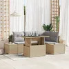 Image de Set De CanapÃ© De Jardin Vidaxl Ensemble De 5 Beige, Gris Rattan, Polyester