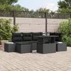 Image de Vidaxl Ensemble De CanapÃ© De Jardin 7 PiÃ¨ces Avec Coussins En Poly Rotin Noir