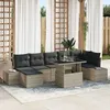 Image de Vidaxl Ensemble De CanapÃ©s De Jardin 8 PiÃ¨ces Gris Rotin Et Tissu