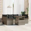 Image de Ensemble De CanapÃ© De Jardin 7 PiÃ¨ces Avec Coussins Gris En Rotin SynthÃ©tique, CanapÃ© De Jardin 2 Places Avec Rangement Et Coussins Gris En Rotin SynthÃ©tique