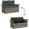 Image de Ensemble De CanapÃ© De Jardin 6 PiÃ¨ces Avec Coussins En Rotin Polygris, CanapÃ© De Jardin 2 Places Avec Rangement Et Coussins En Rotin Polygris