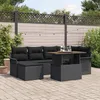 Image de Ensemble De CanapÃ©s De Jardin De 7 PiÃ¨ces Avec Coussins En Rattan Poly Noir, CanapÃ© De Jardin 2 Places Avec Rangement & Coussins En Rattan Poly Noir
