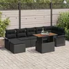 Image de Ensemble De CanapÃ©s De Jardin Vidaxl 8 PiÃ¨ces Avec Coussins Noir Poly Rattan, CanapÃ© De Jardin 2 Places Vidaxl Avec Rangement & Coussins Noir Poly Rattan