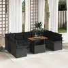 Image de Ensemble De CanapÃ©s De Jardin 10 PiÃ¨ces Avec Coussins En Poly Rattan Noir, CanapÃ© De Jardin 2 Places Avec Rangement & Coussins En Poly Rattan Noir