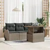 Image de Ensemble De CanapÃ©s De Jardin De 5 PiÃ¨ces Avec Coussins Gris Poly Rattan, CanapÃ© De Jardin De 2 Places Avec Rangement Et Coussins Gris Poly Rattan
