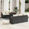 Image de Ensemble De 7 PiÃ¨ces De CanapÃ© De Jardin Avec Coussins Noir Osier Poly, CanapÃ© De Jardin 2 Places Avec Rangement Et Coussins Noir Osier Poly