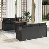 Image de Ensemble De CanapÃ©s De Jardin Vidaxl 7 PiÃ¨ces Avec Coussins Noir Poly Rattan, CanapÃ© De Jardin 2 Places Vidaxl Avec Rangement Et Coussins Noir Poly Rattan