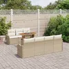 Image de Ensemble De CanapÃ© De Jardin 8 PiÃ¨ces Avec Coussins Beige Poly Rattan, CanapÃ© De Jardin 2 Places Avec Rangement & Coussins Beige Poly Rattan