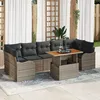 Image de Ensemble De CanapÃ© De Jardin 8 PiÃ¨ces Avec Oreillers Gris Rattan Poly, CanapÃ© De Jardin 2 Places Avec Rangement Et Oreillers Gris Rattan Poly