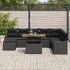 Image de Ensemble De CanapÃ© De Jardin 9 PiÃ¨ces Avec Coussins Noir Rattan SynthÃ©tique, CanapÃ© Jardin 2 Places Avec Rangement Et Coussins Noir Rattan SynthÃ©tique