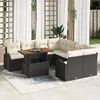 Image de Ensemble De CanapÃ©s De Jardin 9 PiÃ¨ces Avec Coussins En Rattan Poly Noir, CanapÃ© De Jardin 2 Places Avec Rangement Et Coussins En Rattan Poly Noir