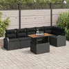 Image de CanapÃ© De Jardin 7 PiÃ¨ces Avec Coussins Noir Poly Rotin, CanapÃ© De Jardin 2 Places Avec Rangement Et Coussins Noir Poly Rotin