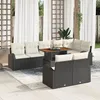 Image de Ensemble de 9 piÃ¨ces de canapÃ©s de jardin avec coussins Rattan Poly Noir, CanapÃ© de jardin 2 places avec rangement et coussins Rattan Poly Noir