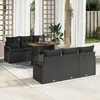 Image de Ensemble De CanapÃ© De Jardin De 7 PiÃ¨ces Avec Coussins Rattan Noir Poly, CanapÃ© De Jardin 2 Places Avec Rangement & Coussins Rattan Noir Poly