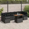 Image de CanapÃ© De Jardin 8 PiÃ¨ces Avec Coussins En Poly Rotin Noir, CanapÃ© De Jardin 2 Places Avec Rangement Et Coussins En Poly Rotin Noir