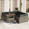 Image de Vidaxl Ensemble De CanapÃ©s De Jardin De 9 PiÃ¨ces Avec Coussins Gris Rattan Poly, Vidaxl CanapÃ© De Jardin 2 Places Avec Rangement Et Coussins Gris Rattan Poly