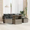 Image de Ensemble De CanapÃ© De Jardin De 6 PiÃ¨ces Avec Coussins Gris En Rattan, CanapÃ© De Jardin 2 Places Avec Rangement & Coussins Gris En Rattan