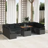 Image de Ensemble De CanapÃ©s De Jardin 11 PiÃ¨ces Vidaxl Avec Coussins Noir Rotin Poly, CanapÃ© De Jardin Ã Deux Places Vidaxl Avec Rangement Et Coussins Noir Rotin Poly