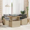 Image de Vidaxl Ensemble De CanapÃ©s De Jardin 5 PiÃ¨ces Avec Coussins Beige Poly Rotin