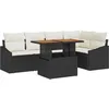 Image de Vidaxl Ensemble De CanapÃ© De Jardin 6 PiÃ¨ces Avec Coussins Noirs En Poly Rotin