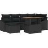Image de Vidaxl Ensemble CanapÃ©s Jardin 7 PiÃ¨ces Avec Coussins Rattan Poly Noir