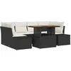 Image de Vidaxl Ensemble De CanapÃ© De Jardin 7 PiÃ¨ces Avec Coussins Noirs En Rattan Poly