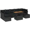 Image de Vidaxl Set De CanapÃ© De Jardin 8 PiÃ¨ces Avec Coussins Noir Poly Rattan
