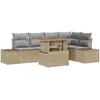 Image de Vidaxl Ensemble De CanapÃ© De Jardin 6 PiÃ¨ces Avec Coussins Beige Poly Rattan
