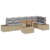 Image de vidaXL Ensemble CanapÃ© Jardin 7 PiÃ¨ces avec Coussins Beige Rattan
