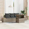 Image de Vidaxl Ensemble De CanapÃ©s De Jardin De 5 PiÃ¨ces Avec Coussins Gris Rattan Poly